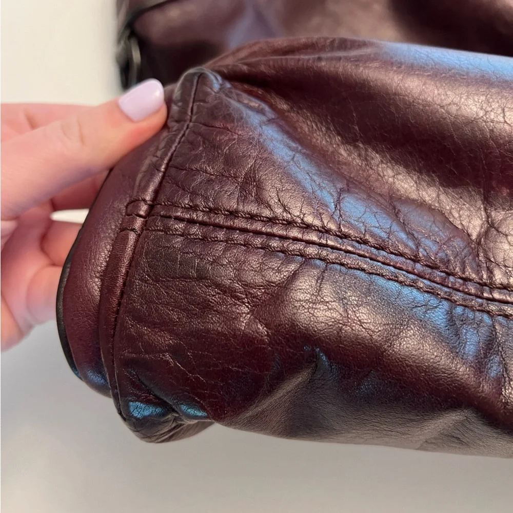 Y2K Coach hobo slouch Brown saddle Burgundy Leather Women's Bag - Picture 5 of 16